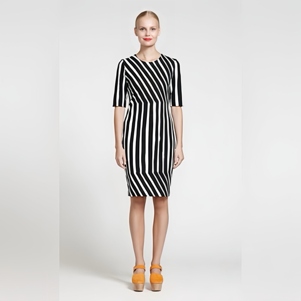 Marimekko Monochrome Striped Midi Dress